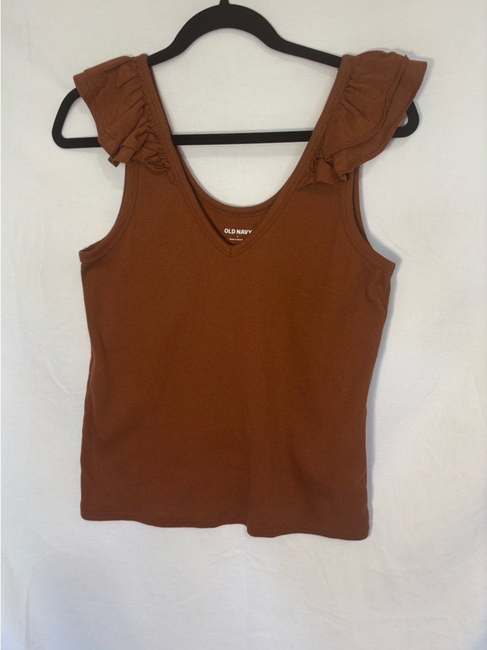 Rust Ruffle Tank Old Navy - Warm Brown Sleeveless Top lg never worn